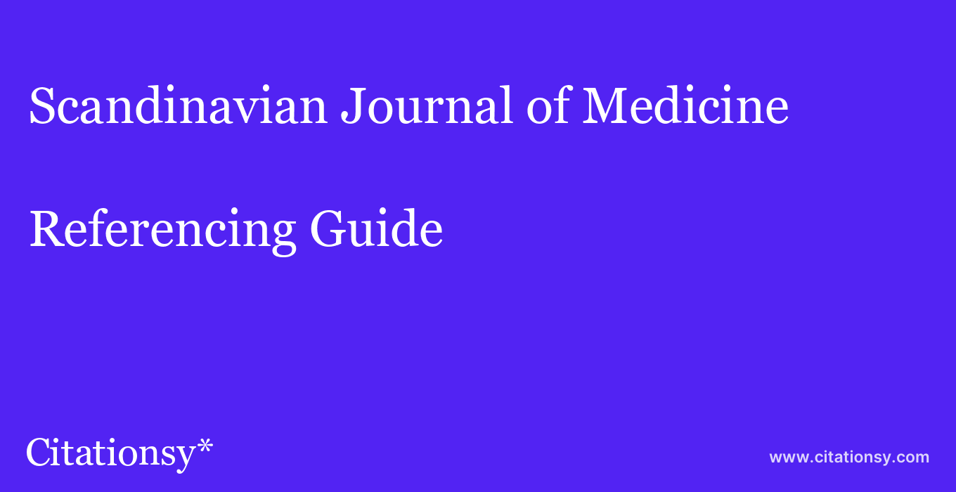 cite Scandinavian Journal of Medicine & Science in Sports  — Referencing Guide